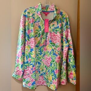 Lily Pulitzer Quarter-Zip Pullover, UPF 50+ Skipper Popover, Grove Garden XXL